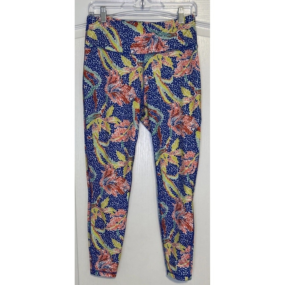 Crown & Ivy Sport Athletic Leggings Womens M Multicolor Floral Cropped Pockets